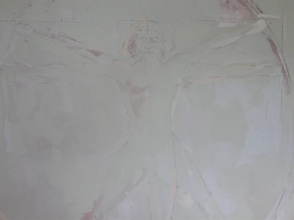 Detail einer hellen strukturierten Wandgestaltung